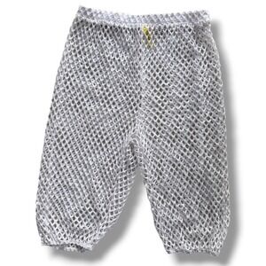 Codigo Women's Sz M White Fishnet Mesh Cropped Capri Pants Beach Coverup USA Y2K